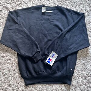 VTG NWT Russell Athletic Sweatshirt Mens Black Crew Neck Made in USA - Large